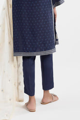 Stitched Blue Straight Pants